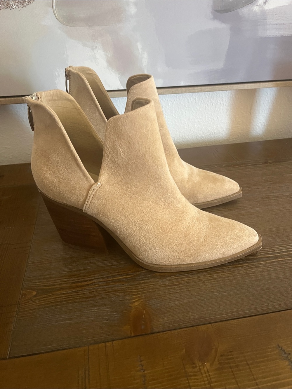 Steve Madden Suede Ankle Booties in Beige